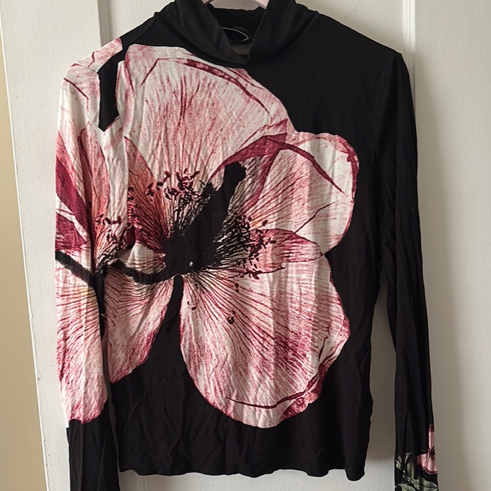 Floral Black and Pink Women's Top